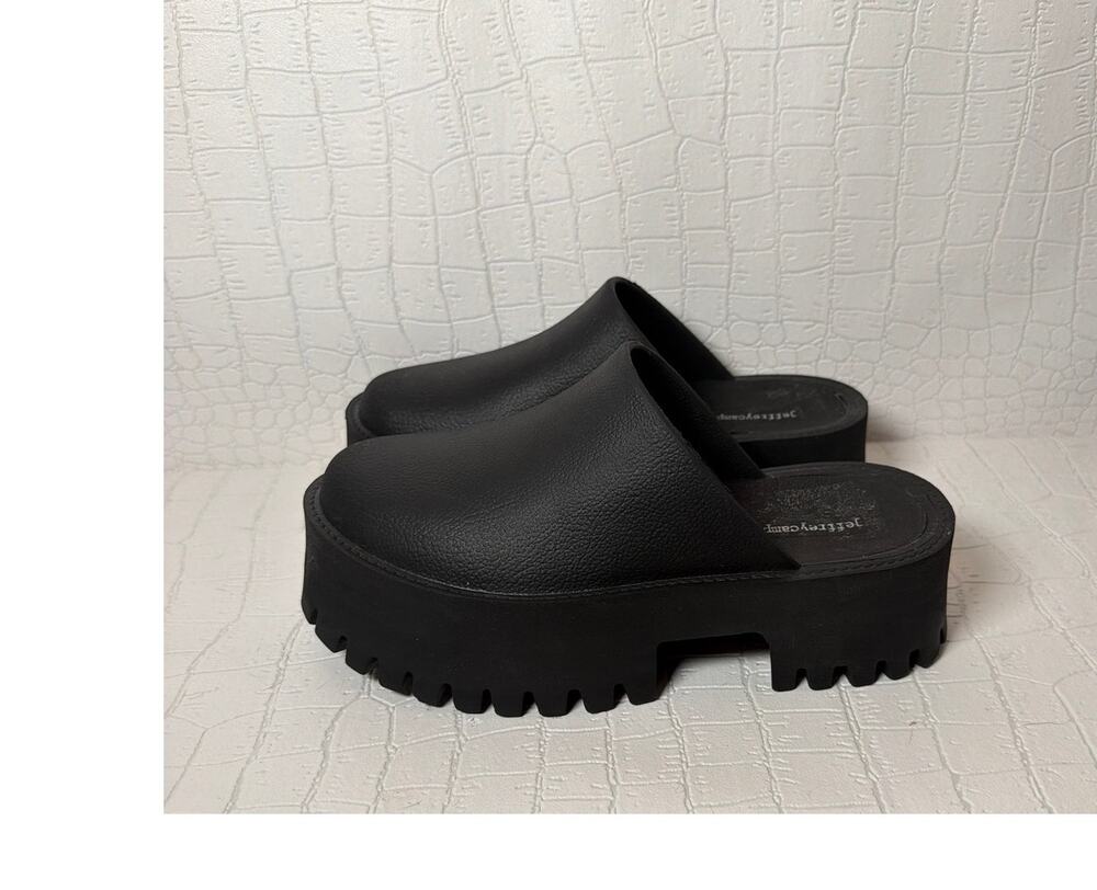 Jeffrey Campbell Clogge Chunky Black Rubber Y2K Retro Platform Mule Clogs Size 7